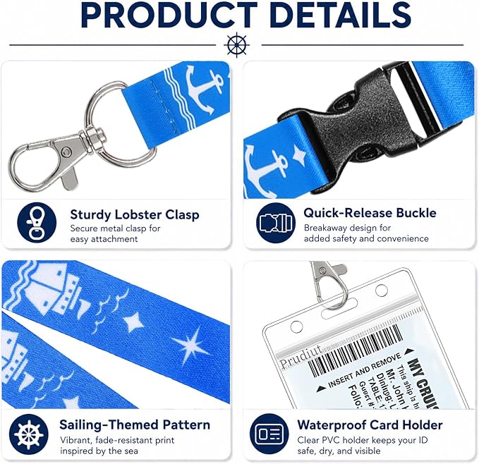 HONSIO 6 Pack Cruise Lanyard for Ship Cards, Cruise Essentials 2026 | Detachable Lanyards with Waterproof ID Badge Holders, Cruise Must Have for Carnival, Royal Caribbean, NCL