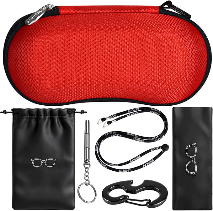 RayLove Sunglasses Case Hard Shell, Crush Resistant Eyeglass Case with Zipper, Lightweight Sunglasses Travel Case
