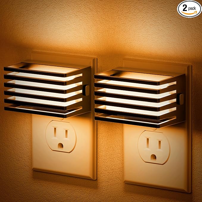 JandCase Amber Night Light, [2 Pack] Night Lights Plug into Wall with Dusk to Dawn Sensor, Dimmable Plug in Night Light, Adjustable Brightness, Amber Nightlight for Bedroom Bathroom Hallway