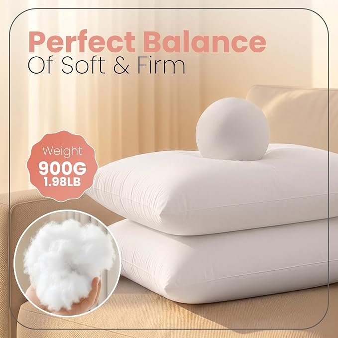 Utopia Bedding 20x26 Pillow Inserts, White Throw Pillows for Couch, 2 Pack | Indoor cushion inserts for bed, sofa & couch, Supportive & fluffy decorative pillows for everyday comfort, Set of 2, White