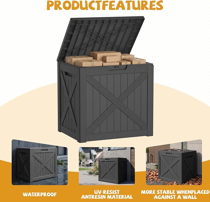 40 Gallon Package Delivery Boxes for Outside, Resin storage box with an X-shaped design, Storage Cabinet for Parcel Shipping & Storage