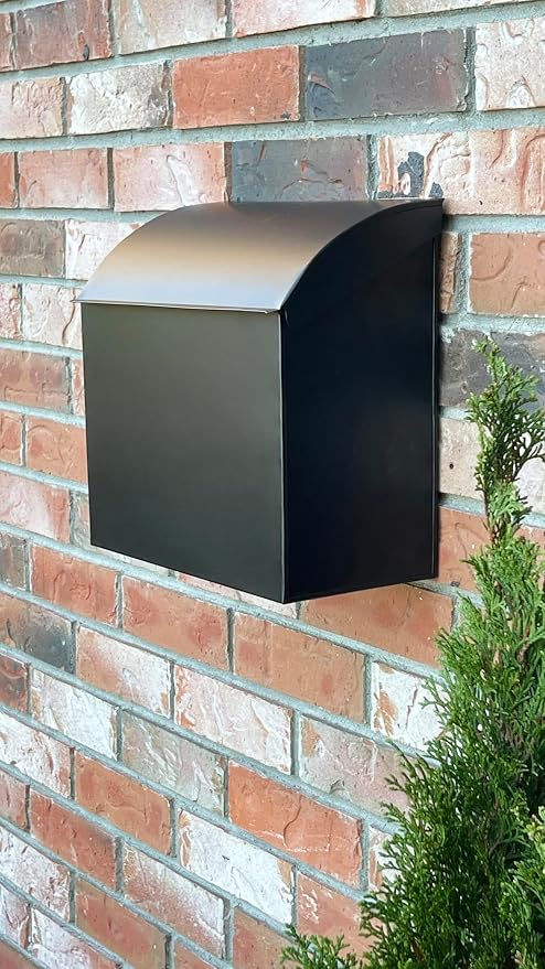 NACH Large Mailbox for House, 12.4”x7.1”x11.8 Black Mailboxes for Outside, Waterproof Mailbox - Baxter-Style Wall Mount Mailboxes for Outside