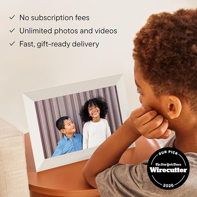 Aura 10" HD WiFi Digital Picture Frame – Free Unlimited Cloud Storage – Send Photos from Phone – No Subscription – Auto On/Off – Gift for Parents & Grandparents (Cool White, 10")