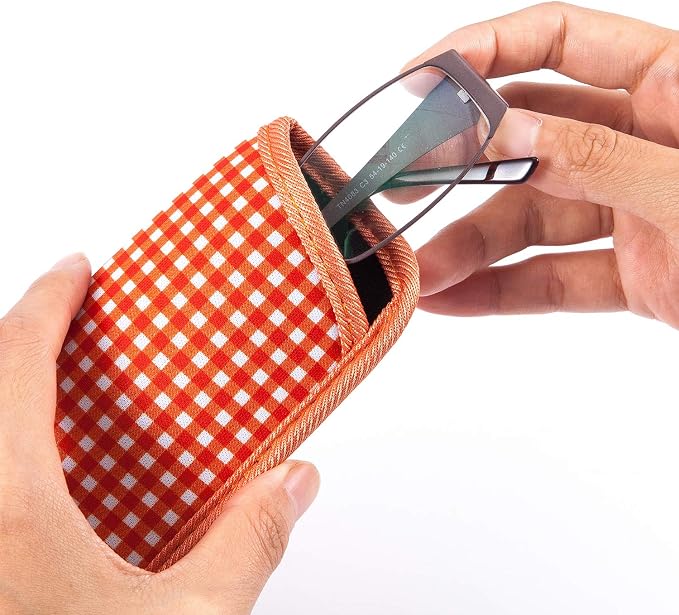 TRIUMPH VISION Reading Glasses Pouch Eyeglass Sleeve Soft Case Slim 3 Pack | Alternative to Bulky Case Lightweight，Neoprene Lined Padded Protect Optical lens Slip in, Cute Pattern Portable for Daily Use