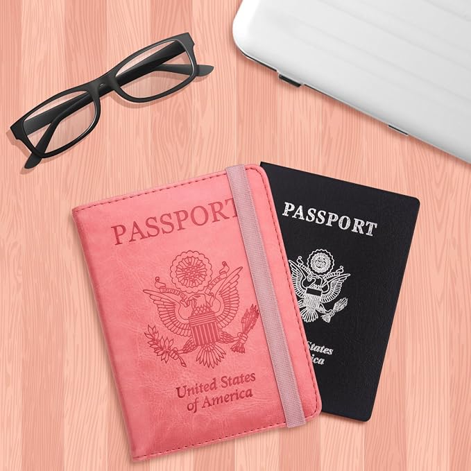 WALNEW Passport Holder for Travel, RFID Passport Cover Wallet for Women Men, PU Leather Passport Book Card Holder Case with Pen, Travelling Essentials for Flying | PU Leather Passport Cover Case with Pen Holder, Travel Must Haves Accessories, Passport ...
