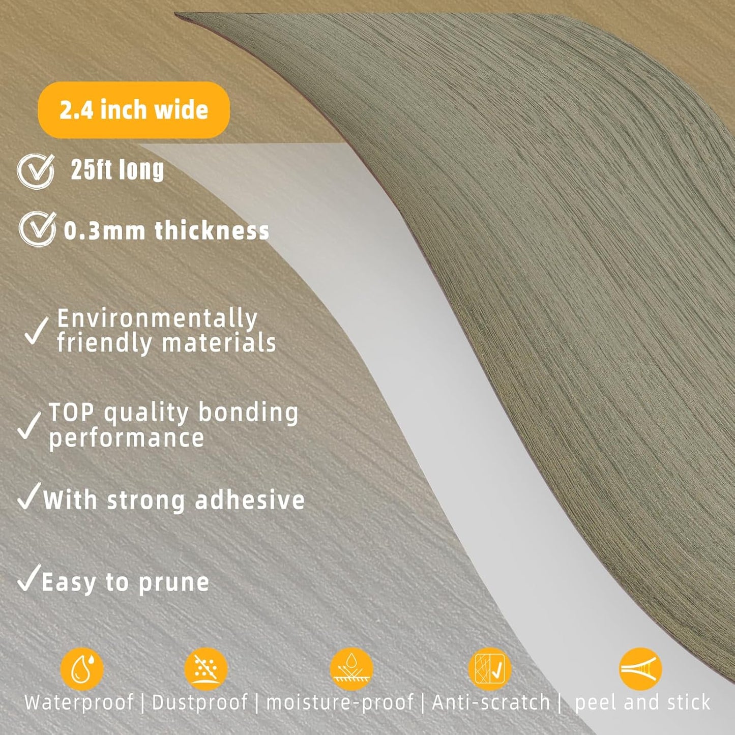 GSCIT Club Silver Walnut Wallpaper, 2.4 inch X 25ft Self Adhesive Wood Grain Repair Tape Silver Walnut Repair Patch for Tables, Chairs, Baseboards, Doors, Windows, Floors, Handicraft DIY.