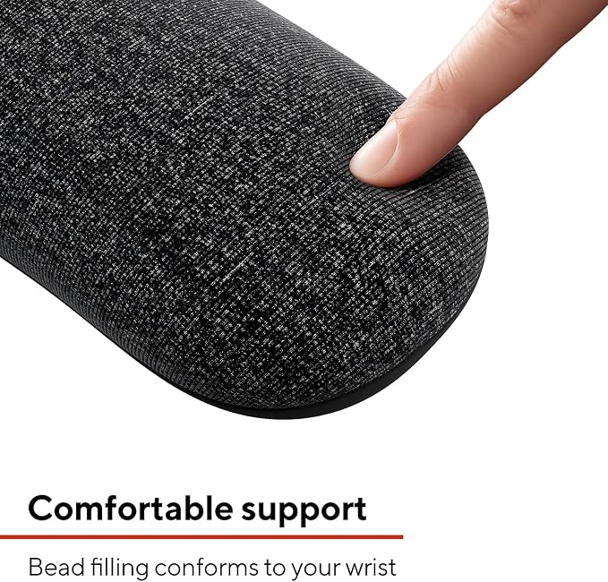 STAPLES Beaded Keyboard Wrist Rest, Ergonomic Non‑Slip Support Cushion for Comfortable Typing, Durable Bead‑Filled Design in Black/Gray