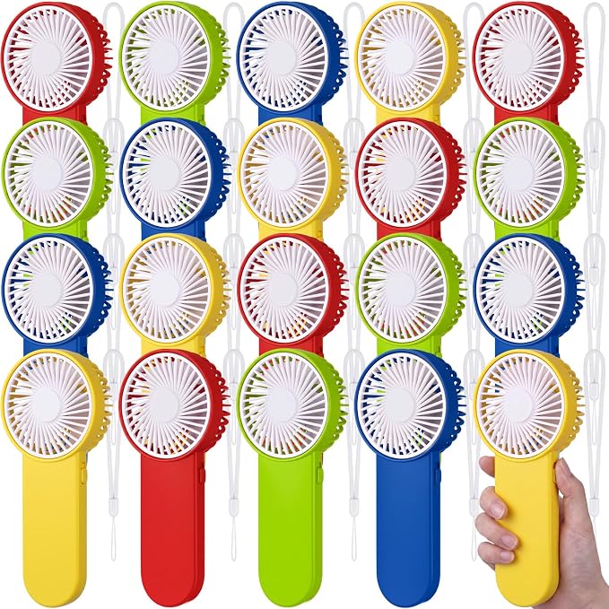 Sumind 20 Pcs Small Personal Portable Fan Mini Handheld Bulk 1 Speed Electric Cute Battery Powered for Neck Lash Makeup Women Men Travel Camping Indoor Outdoor Summer (4 Colors)
