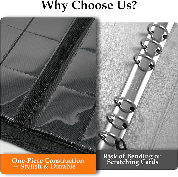 Trading Card Binder 9 Pocket - Premium Card Collection Binder for 360 Cards, Durable Side-Loading Card Album with Zipper, Perfect for TCG, MTG, and Sports Cards, Blue