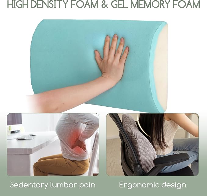 HIGOGOGO Lumbar Support Pillow for Recliner Chair/Accent Chair/Couch, Large Memory Foam Back Support Cushion for Elderly, Recliner Cushions for Back Rest, Pain Relief, Reading, Washable Cover, Grey