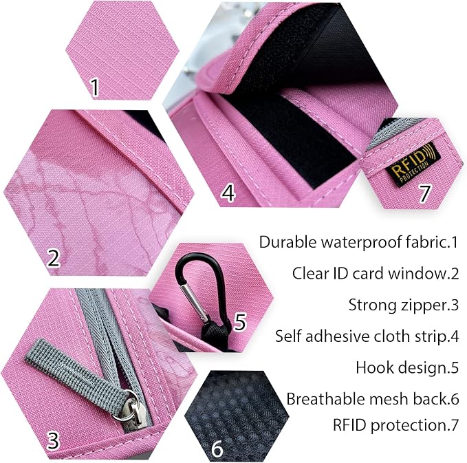 Travel Neck Wallet, RFID Blocking Passport Holder with Adjustable Neck Strap for Men and Women to Keep Cash, Credit Cards and Travel Documents Safe - Pink
