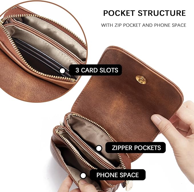 BOSTANTEN Small Crossbody Bag for Women Designer Cell Phone Purse | Vegan Leather, Multiple Pockets, Card Slots, Compact Size for Phone, Cards and Keys, Daily Travel Shopping Use