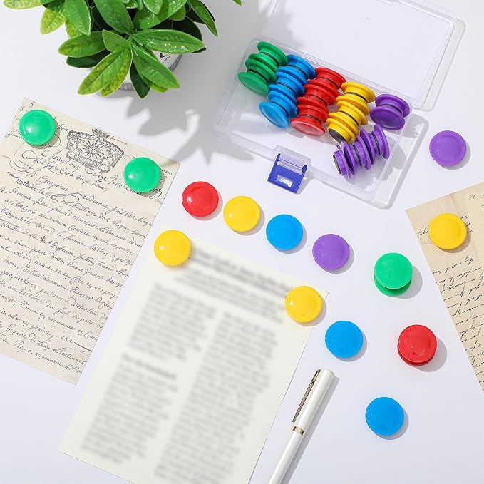 Outus 45 Pieces Vintage Round Whiteboard Magnets 3 cm Refrigerator Magnets Dry Board Mini Fridge Teacher Supplies for Home Offices