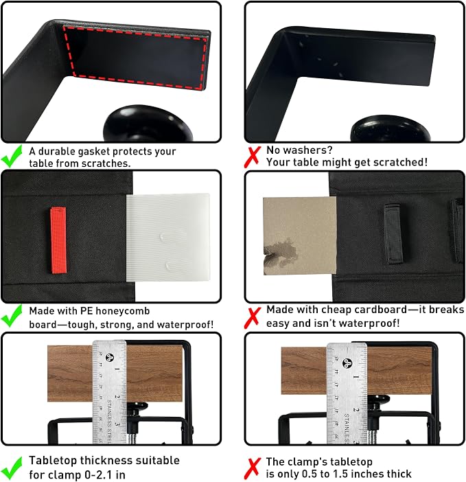 Under Desk Cable Management Tray – No Drill, 48" L x 6" W, Non-Scratch Silicone Clamps, 16 Cable Slots, Washable Honeycomb Base,Black
