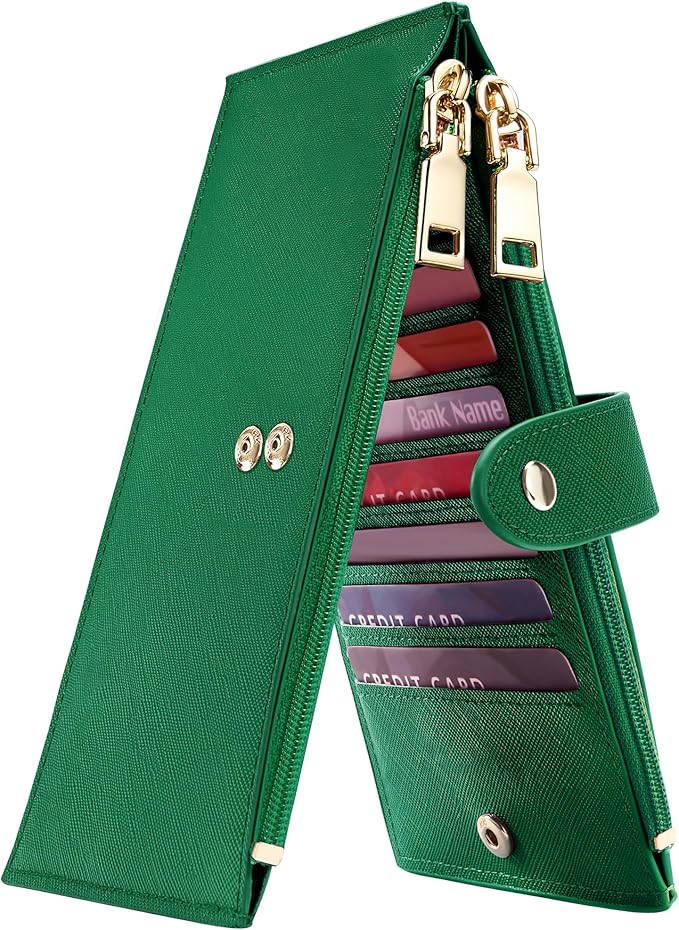Travelambo RFID Wallet Women Large Size Bifold Multi Card Wallet Case with Zipper Pocke Credit Card Holder for Women