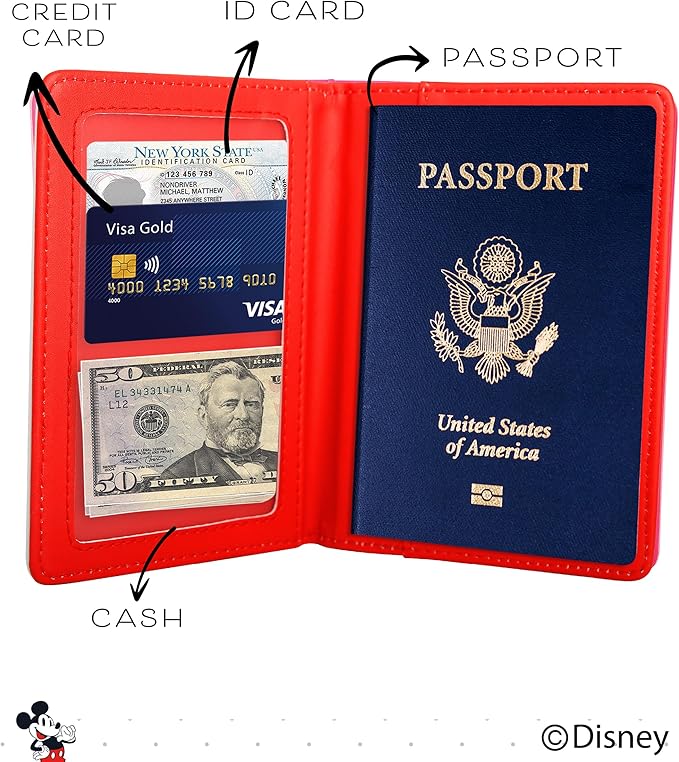Disney Mickey & Minnie Mouse Passport Holder, Officially Licensed (Mm) | Passport Holder for Women, Travel Essentials for Women