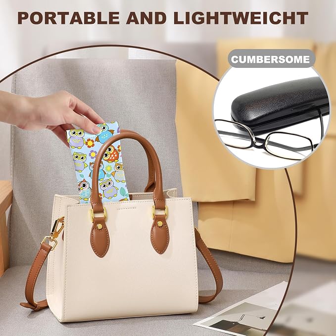 Anikathy 2Pcs Sunglass Eyeglass Glasses Case Soft PU Leather with Cleaning Cloth Cute Glasses Pouch Bag for Men Women Girs