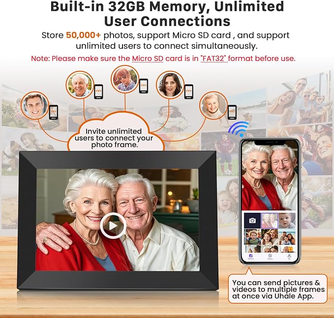 Uhale Digital Picture Frame WiFi 10.1 Inch, Electronic Photo Frames 1280 x 800 HD IPS Touch Screen, Auto Rotate, Slideshow, Share Photos/Videos from Phone Instantly