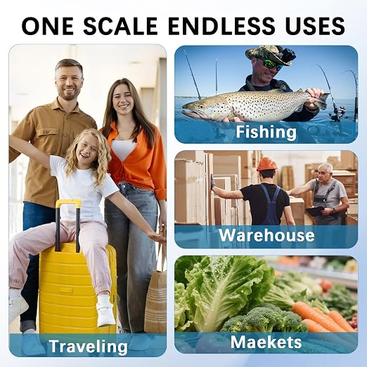 Luggage Weight Scale with Hook, 2PC Hanging Scale for Fish Travel, 80 Lbs | Battery-Free Luggage Scale, Black & White Suitcase Weight Scale, Measures Weight & Size for Travel, Bags & Outdoor Activities