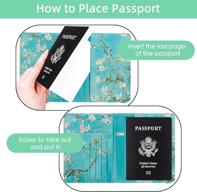 WALNEW Passport Holder for Travel, RFID Passport Cover Wallet for Women Men, PU Leather Passport Book Card Holder Case with Pen, Travelling Essentials for Flying | PU Leather Passport Cover Case with Pen Holder, Travel Must Haves Accessories, Passport ...