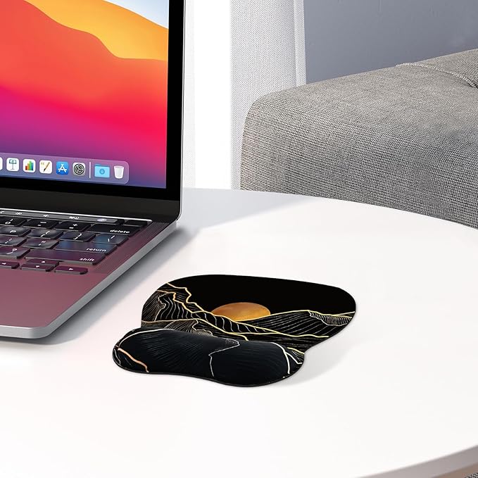 EooCoo Ergonomic Mouse Pad with Wrist Rest, Memory Foam Support Mousepad | Non-Slip Base for Computer, Cafe, Home & Office, 9.64 x 8.26 in Office Desk Accessories, Carpal Tunnel Relief