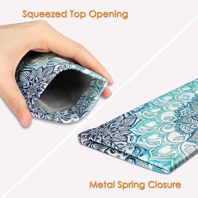 FINTIE Soft Eyeglasses Case with Cleaning Cloth, Portable Squeeze Top Vegan Leather Glasses Pouch, Sunglasses Eyewear Bag