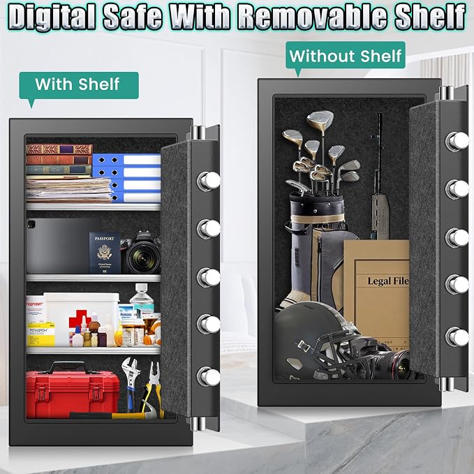 6.5 Cuft Large Safe Fireproof Waterproof | 1700°F Fire Protection for 𝟑𝟓 𝐌𝐢𝐧𝐬, Security Safe Box with Combination Lock, Anti-theft Alarm and Removable Shelf, Home Safes Water and Fireproof