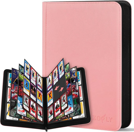 30 Pack 9 Pocket Card Binder, Premium Zip Trading Card Binder, 540 Large Capacity Side-Loading Card Storage Album, PU Card Collection Binder for Gifts, TCG, MTG, Baseball Football Sport Cards, Pink