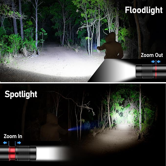 Blukar Rechargeable Flashlight 2 Pack, High Lumens Flashlight, Super Bright Small LED Flash Light- Zoomable, Adjustable Brightness, Long Lasting for Camping, Outdoors and Home Emergency