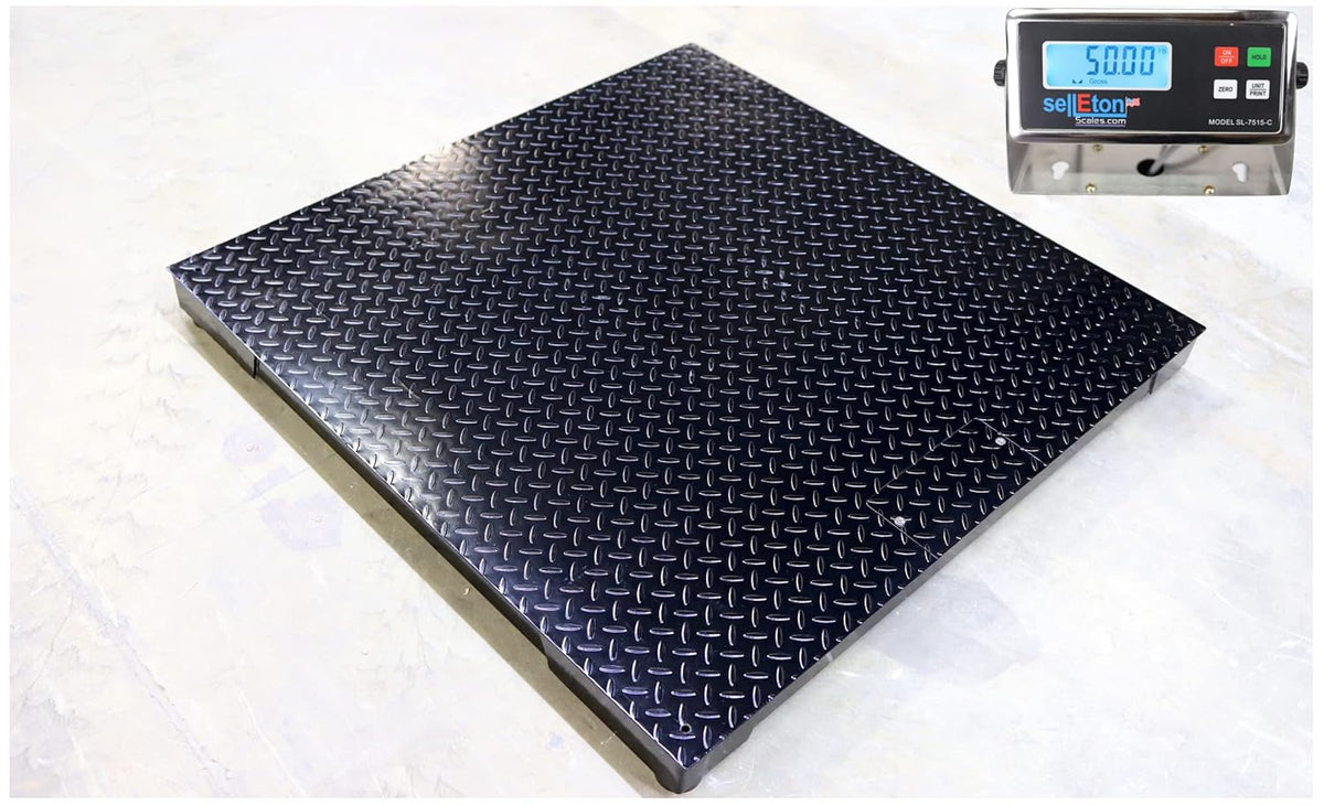 SellEton SL-4x4-1k-NN Floor Scales, Accurate Pallet Scales with Digital Indicator for Warehouse Shipping and Medium Duty Industrial (48"x48", 1000 lb x 0.2 lb)
