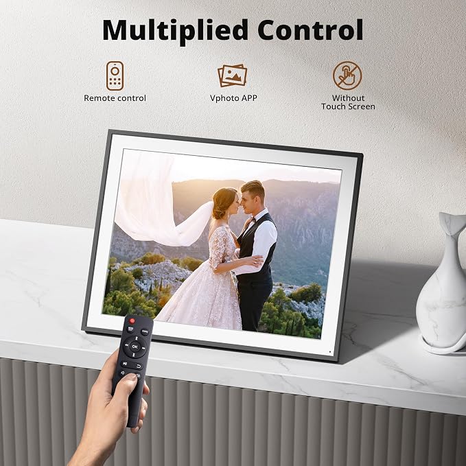 Dragon Touch Digital Picture Frame - 19 Inch WiFi Large Digital Photo Frame with 64GB Storage, FHD Screen, Easy Setup to Share Photos or Videos Remotely via Vphoto App from Anywhere(Not Touchscreen)