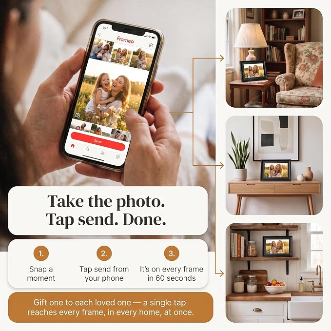Heart Frame - 10.1 Inch WiFi Digital Picture Frame - Frameo App Sends Photos from Phone Anywhere in Seconds - 1280x800 IPS Touchscreen - 32GB Memory - Photo Gift for Mom Dad Wife Grandparents - Black