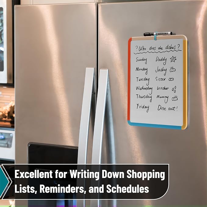Mr. Pen- Dry Erase Board, 14” x 11” with a Black Dry Erase Marker, Colorful Frame, Small White Board, White Board for Kids | Colorful Frame, Small Mini White Board for Students, Fridge, Wall, Locker, Includes Double Sided Tapes