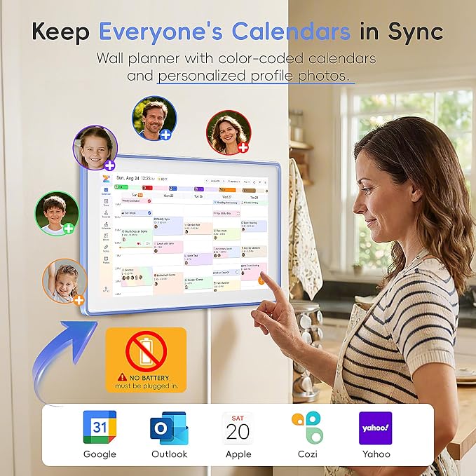 Westsee 15.6" Digital Calendar, No Subscription Smart Family Planner, Interactive Touchscreen Electronic Wall Calendar, Photo Display, Meals, Chore Chart & Tasks, Wall & Desk Mountable (Ultramarine)