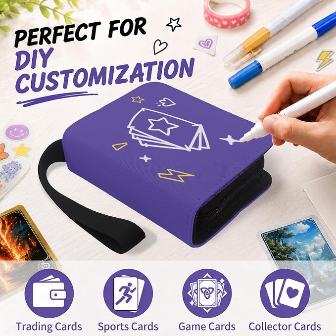 1 Pocket Card Binder with Zipper, 100 Pockets Mini Trading Card Album, Premium PU Leather Single Card Binder, Small Display Folder for TCG & Sports Cards