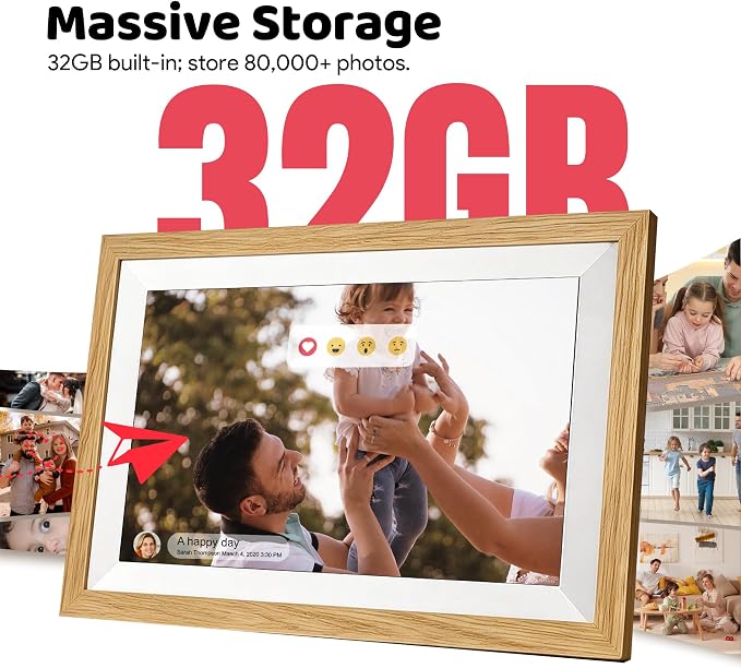 10.1 Inch Frameo WiFi Digital Picture Frame for Parents | Instant Photo & Video Sharing,1280x800 HD IPS Touch Screen, 32GB Storage,microSD Card Support,Private Sharing