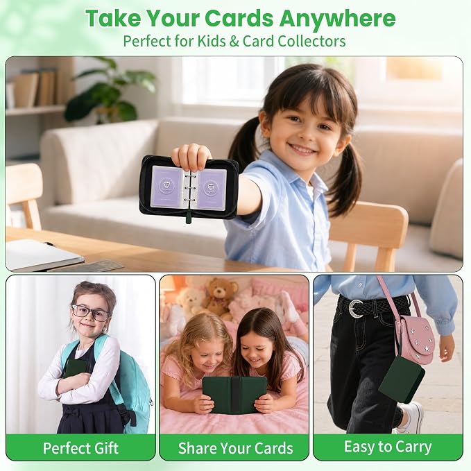 1 Pocket Card Binder with Zipper, 100 Pockets Mini Trading Card Album, Premium PU Leather Single Card Binder, Small Display Folder for TCG & Sports Cards