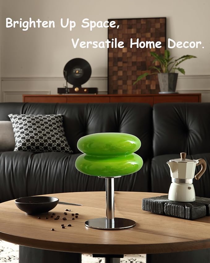 Glivpny Mushroom Table Lamp, Mid Century Modern Decor Lamp (Green) | Cool Desk Lamps for Bedroom,Vintage Dimmable Bedside Small Cute Lamps, House Warming Gifts New Home Decor