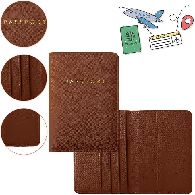 2 Pcs Passport Cover Holder for Travel Waterproof Leather Passport Wallet Case Book Travel Cruise Essentials for Women Men | 2 Pieces