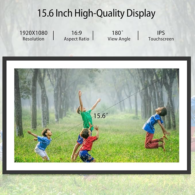 Frameo Digital Picture Frame 15.6 Inch, WiFi Smart Photo Frame with 32GB Storage, 1920x1080 IPS HD Touchscreen, Wall Mount & Tabletop, Share Pictures & Videos Instantly, for Mom