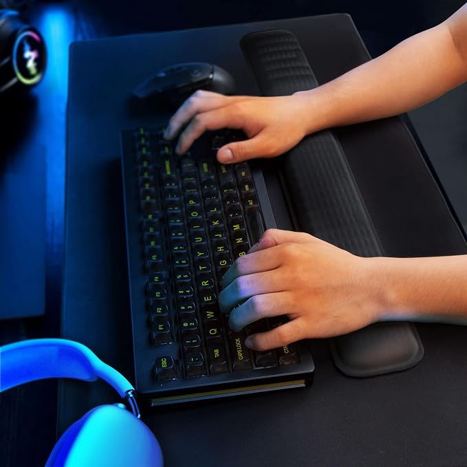 MEKASS Ergonomic Mouse Wrist Rest, Premium Memory Foam Mouse Wrist Pad Support Relieve Wrist Pain for Long Hours of Work, Gaming (Classic Black