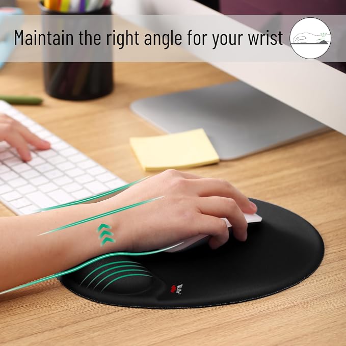 Mr. Pen- Ergonomic Mouse Pad with Wrist Rest | Breathable Fabric with Memory Foam Cushion, Non-Slip Rubber Base, Gel Mouse Pad with Wrist Support