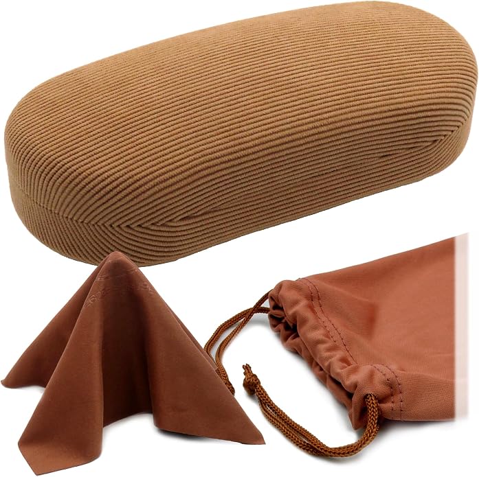 MyEyeglassCase - Large Sunglasses Case - Glasses Holder with Pouch & Cloth - Eyeglass Hard shell Medium - Extra Large frames