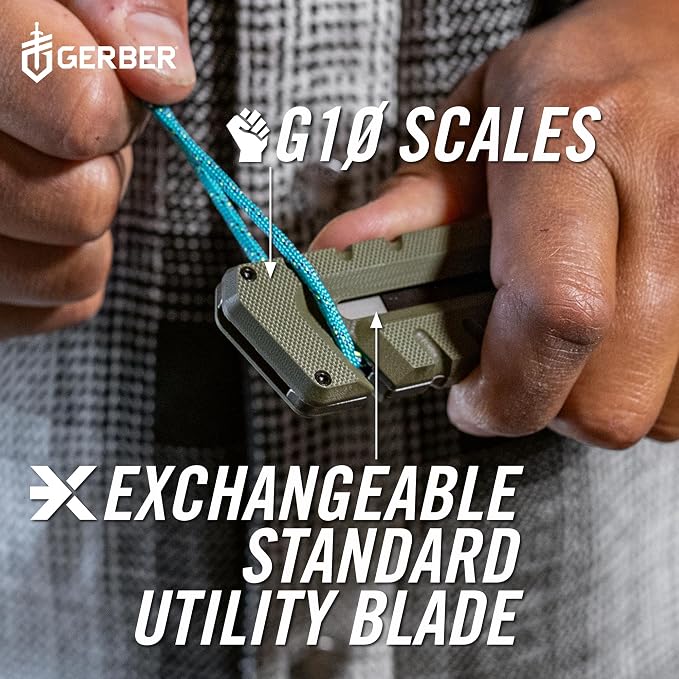 Gerber Prybrid EDC Pocket Knife Multitool 8-in-1 Box Cutter, Green G10