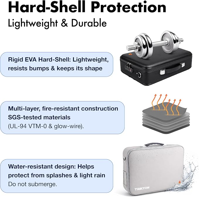XXL Legal-Size Fire & Water-Resistant Document Box with TSA Lock - Hard-Shell Case (17×13×6 in) Hard Case File Organizer for Important Documents, Laptop, Passport, Wills & Certificates (Black)