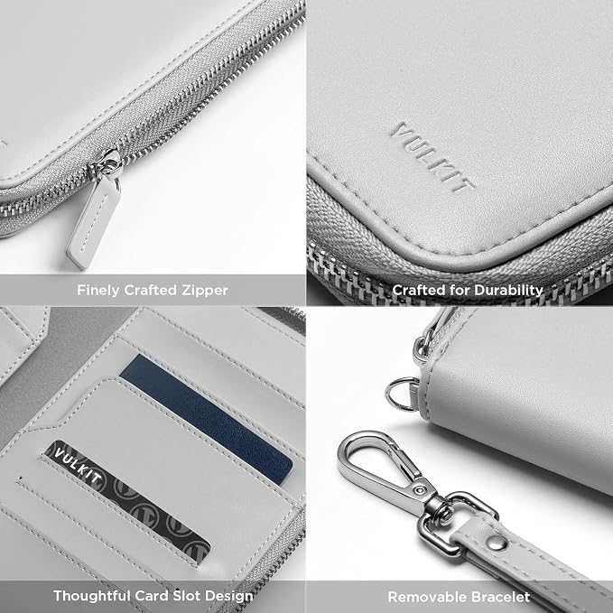 VULKIT Family Passport Holder for 4 Passports, RFID Blocking Travel Wallet | 6 Card Slots, 2 SIM Pockets, Secure Zipper Closure, Holds 4 Passports, Family Travel Essential