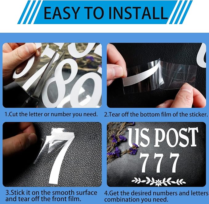 Reflective Mailbox Numbers Stickers for Outside,132 Pcs 3" Self Adhesive Letter and Number Stickers for Address Mailbox,White Vinyl Waterproof Stick on Address House Decals for House Sign Door Cars