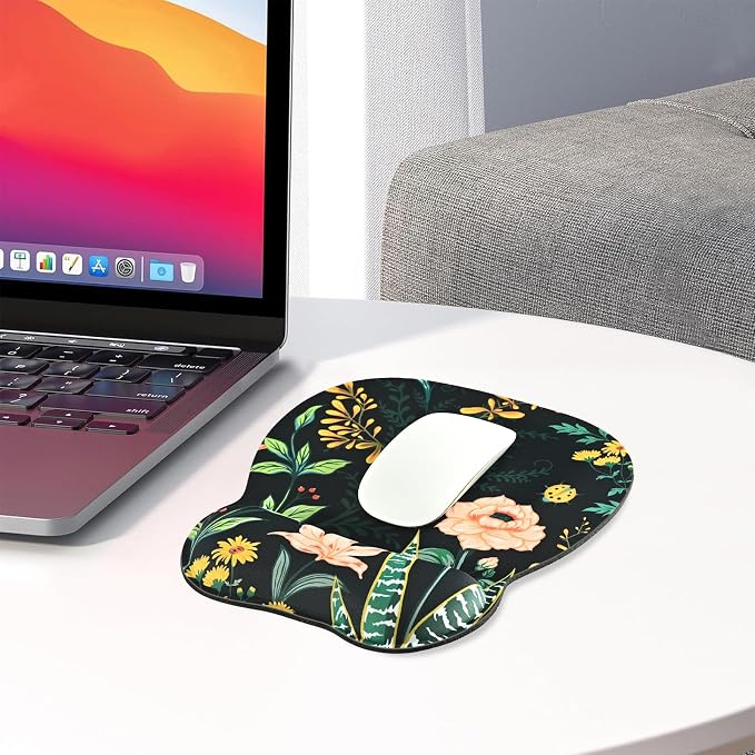 EooCoo Ergonomic Mouse Pad with Wrist Rest, Memory Foam Support Mousepad | Non-Slip Base for Computer, Cafe, Home & Office, 9.64 x 8.26 in Office Desk Accessories, Carpal Tunnel Relief