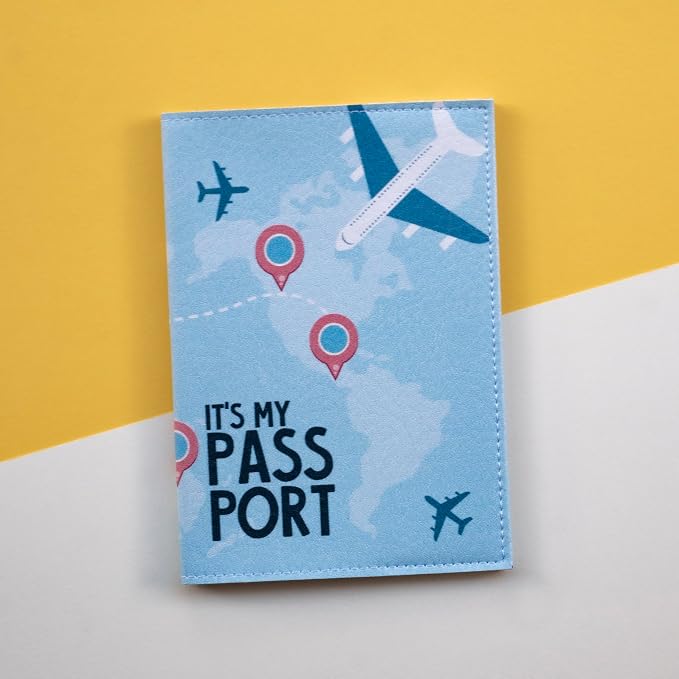 Passport Cover for Kids, Women and Men, Cute Travel Passport Holder (Airplane)