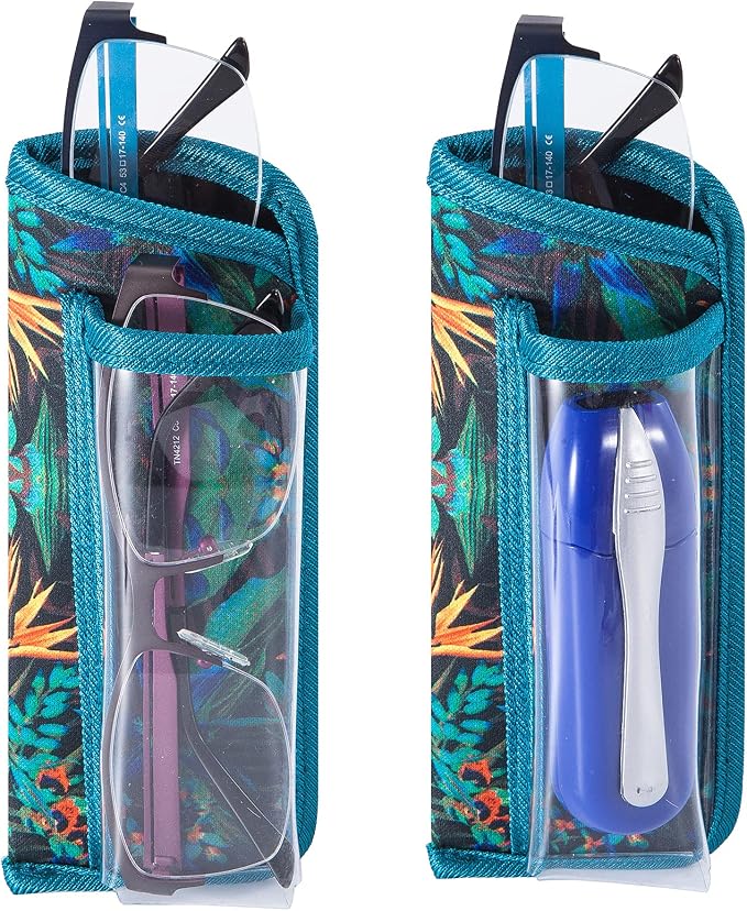 TRIUMPH VISION Reading Glasses Pouch Eyeglass Sleeve Soft Case Slim 3 Pack | Alternative to Bulky Case Lightweight，Neoprene Lined Padded Protect Optical lens Slip in, Cute Pattern Portable for Daily Use